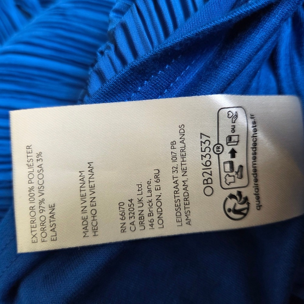 New Anthropologie Blue Micro Pleated Sweetheart Midi Dress NWT Size L - Picture 9 of 9